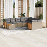 vidaXL 10-delige Loungeset met kussens poly rattan zwart