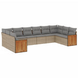 vidaXL 10-delige Loungeset met kussens poly rattan zwart