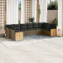 vidaXL 10-delige Loungeset met kussens poly rattan zwart