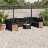 vidaXL 10-delige Loungeset met kussens poly rattan zwart