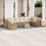 vidaXL 10-delige Loungeset met kussens poly rattan zwart