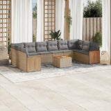 vidaXL 10-delige Loungeset met kussens poly rattan zwart