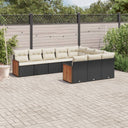 vidaXL 10-piece Lounge Set with Cushions Poly Rattan Black