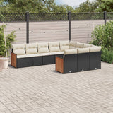 vidaXL 10-piece Lounge Set with Cushions Poly Rattan Black