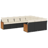 vidaXL 10-piece Lounge Set with Cushions Poly Rattan Black
