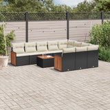 vidaXL 10-piece Lounge Set with Cushions Poly Rattan Black