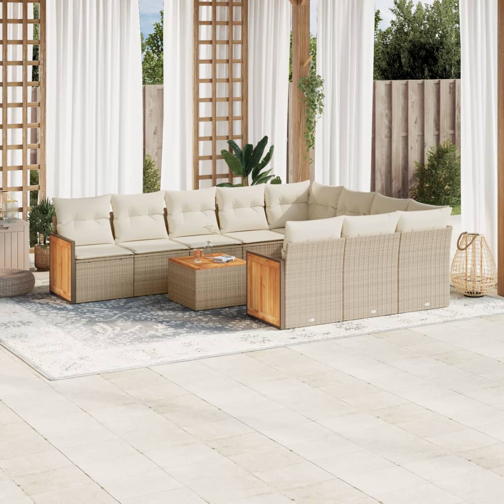 vidaXL 10-piece Lounge Set with Cushions Poly Rattan Black