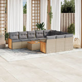 vidaXL 10-piece Lounge Set with Cushions Poly Rattan Black
