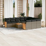 vidaXL 10-piece Lounge Set with Cushions Poly Rattan Black