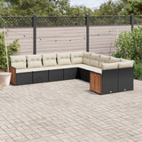 vidaXL 10-Piece Lounge Set with Cushions Poly Rattan Black