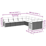 vidaXL 10-Piece Lounge Set with Cushions Poly Rattan Black