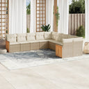 vidaXL 10-Piece Lounge Set with Cushions Poly Rattan Black