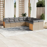 vidaXL 10-Piece Lounge Set with Cushions Poly Rattan Black