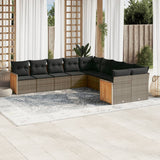 vidaXL 10-Piece Lounge Set with Cushions Poly Rattan Black