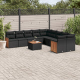 vidaXL 10-Piece Lounge Set with Cushions Poly Rattan Black