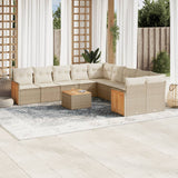 vidaXL 10-Piece Lounge Set with Cushions Poly Rattan Black