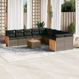vidaXL 10-Piece Lounge Set with Cushions Poly Rattan Black