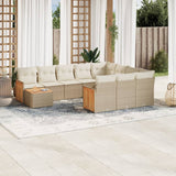 vidaXL 11-delige Loungeset met kussens poly rattan zwart