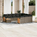 vidaXL 11-delige Loungeset met kussens poly rattan zwart