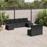 vidaXL 9-piece Poly Rattan Lounge Set with Cushions Black
