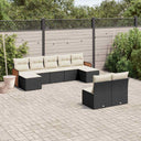 vidaXL 9-piece Poly Rattan Lounge Set with Cushions Black