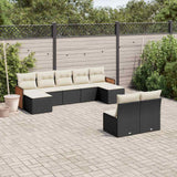 vidaXL 9-piece Poly Rattan Lounge Set with Cushions Black