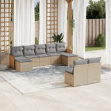 vidaXL 9-piece Poly Rattan Lounge Set with Cushions Black