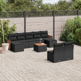 vidaXL 9-piece Poly Rattan Lounge Set with Cushions Black