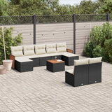 vidaXL 9-piece Poly Rattan Lounge Set with Cushions Black