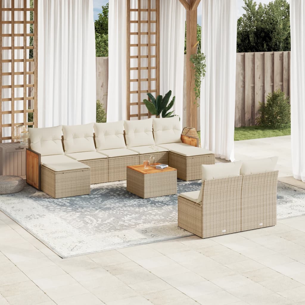 vidaXL 9-piece Poly Rattan Lounge Set with Cushions Black
