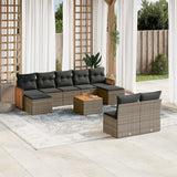 vidaXL 9-piece Poly Rattan Lounge Set with Cushions Black
