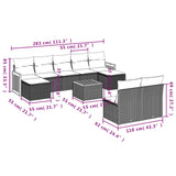 vidaXL 9-piece Poly Rattan Lounge Set with Cushions Black