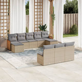 vidaXL 10-piece Lounge Set with Cushions Poly Rattan Black