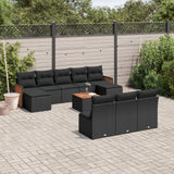 vidaXL 10-piece Lounge Set with Cushions Poly Rattan Black