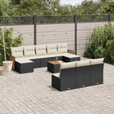 vidaXL 10-piece Lounge Set with Cushions Poly Rattan Black