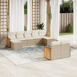 vidaXL 9-delige Loungeset met kussens poly rattan zwart