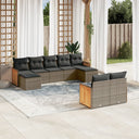 vidaXL 9-delige Loungeset met kussens poly rattan zwart