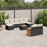 vidaXL 9-delige Loungeset met kussens poly rattan zwart