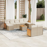 vidaXL 9-delige Loungeset met kussens poly rattan zwart