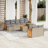 vidaXL 9-delige Loungeset met kussens poly rattan zwart