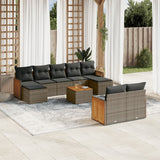 vidaXL 9-delige Loungeset met kussens poly rattan zwart