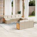 vidaXL 10-delige Loungeset met kussens poly rattan zwart