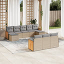vidaXL 10-delige Loungeset met kussens poly rattan zwart