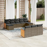 vidaXL 10-delige Loungeset met kussens poly rattan zwart