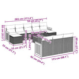 vidaXL 10-delige Loungeset met kussens poly rattan zwart