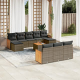 vidaXL 10-delige Loungeset met kussens poly rattan zwart