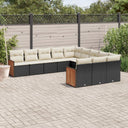 vidaXL 11-Piece Lounge Set with Cushions Poly Rattan Black