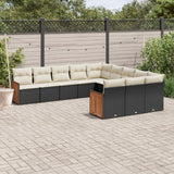 vidaXL 11-Piece Lounge Set with Cushions Poly Rattan Black