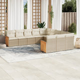 vidaXL 11-Piece Lounge Set with Cushions Poly Rattan Black