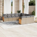 vidaXL 11-Piece Lounge Set with Cushions Poly Rattan Black